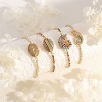 Copper 18K Gold Plated IG Style Vacation Commute Conch Shell Inlay Zircon Bracelets main image 1