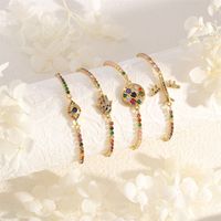 Copper 18K Gold Plated IG Style Simple Style Commute Palm Eye Airplane Inlay Zircon Bracelets main image 5