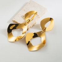 1 Pair Simple Style Round Plating Stainless Steel 18K Gold Plated Drop Earrings main image 2