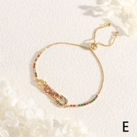Copper 18K Gold Plated IG Style Simple Style Commute Letter Heart Shape Horns Inlay Zircon Bracelets sku image 3