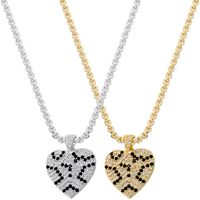Brass 18K Gold Plated Elegant Hip-Hop Luxurious Heart Shape Leopard Inlay Zircon Pendant Necklace main image 1