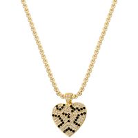 Brass 18K Gold Plated Elegant Hip-Hop Luxurious Heart Shape Leopard Inlay Zircon Pendant Necklace main image 5