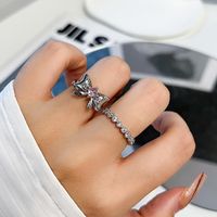 Wholesale IG Style Bow Knot Copper Plating Inlay Zircon Open Rings main image 5