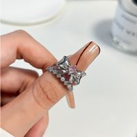 Wholesale IG Style Bow Knot Copper Plating Inlay Zircon Open Rings main image 4