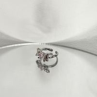 Wholesale IG Style Bow Knot Copper Plating Inlay Zircon Open Rings sku image 2