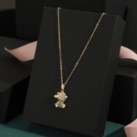 Copper Casual Cute Little Bear Plating Pendant Necklace main image 6