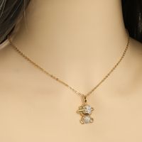 Copper Casual Cute Little Bear Plating Pendant Necklace main image 3