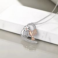 IG Style Shiny Heart Shape Flower Bird Alloy Hollow Out Inlay Rhinestones Women's Pendant Necklace 1 Piece main image 6