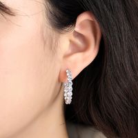1 Pair IG Style Simple Style Shiny C Shape Three-dimensional Inlay Artificial Gemstones Artificial Gemstones Artificial Diamond White Gold Plated Ear Studs main image 5