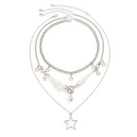 Cute Sweet Star Imitation Pearl Alloy Women's Three Layer Necklace main image 5