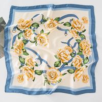 Women's Pastoral Letter Rose Satin Printing And Dyeing Dyeing Flowers Bandanas sku image 1