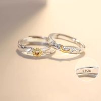 Sterling Silver Elegant Simple Style Sun Moon Open Rings main image 1