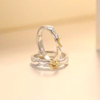 Sterling Silver Elegant Simple Style Sun Moon Open Rings main image 3