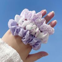 Women's Pastoral Solid Color Round Dots Flower Cloth Hair Tie main image 4