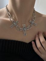 Casual Hip-Hop Cross Alloy Inlay Acrylic Silver Plated Women's Necklace main image 3