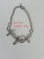 Casual Hip-Hop Cross Alloy Inlay Acrylic Silver Plated Women's Necklace main image 2
