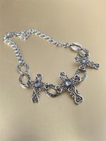 Casual Hip-Hop Cross Alloy Inlay Acrylic Silver Plated Women's Necklace main image 6