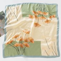 Women's IG Style Shamrock Flower Satin Printing And Dyeing Printing Flowers Silk Scarf main image 5