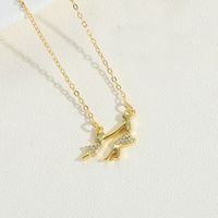 Copper 14K Gold Plated Vintage Style Simple Style Commute Human Animal Moon Inlay Zircon Necklace sku image 3