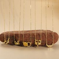 Copper 14K Gold Plated Vintage Style Simple Style Commute Human Animal Moon Inlay Zircon Necklace main image 1
