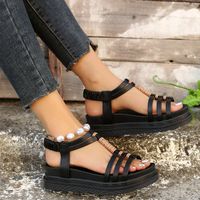 Women's Basic Solid Color Open Toe Ankle Strap Sandals main image 4