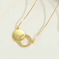 Copper 14K Gold Plated Vintage Style Simple Style Commute Human Animal Moon Inlay Zircon Necklace sku image 5