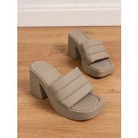 Women's Basic Solid Color Round Toe Open Toe Slides Slippers sku image 8
