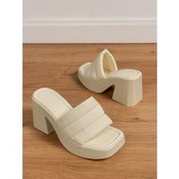 Women's Basic Solid Color Round Toe Open Toe Slides Slippers sku image 20