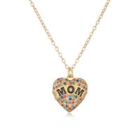 Copper 18K Gold Plated MAMA Letter Heart Shape Inlay Zircon Pendant Necklace main image 3