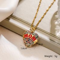 Copper 18K Gold Plated MAMA Letter Heart Shape Inlay Zircon Pendant Necklace main image 2
