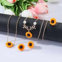 Simple Style Sunflower Alloy Glass Plating Women's Jewelry Set main image 5