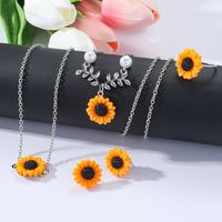 Simple Style Sunflower Alloy Glass Plating Women's Jewelry Set main image 4