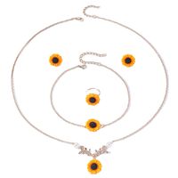 Simple Style Sunflower Alloy Glass Plating Women's Jewelry Set main image 3