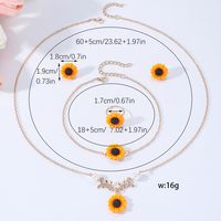 Simple Style Sunflower Alloy Glass Plating Women's Jewelry Set main image 2