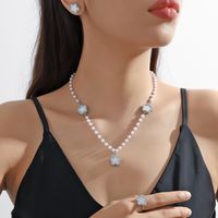 Básico Hoja Metal Embutido Diamantes De Imitación Mujeres Conjunto De Joyas main image 1