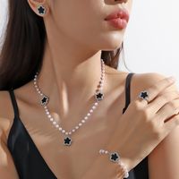 Básico Hoja Metal Embutido Diamantes De Imitación Mujeres Conjunto De Joyas main image 4