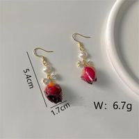 1 Pair Sweet Simple Style Flower Bow Knot Pearl Inlay Copper Zircon 18K Gold Plated Drop Earrings sku image 1