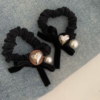 Women's IG Style Heart Shape Bow Knot Velvet Hair Tie main image 1