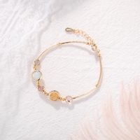 Copper 14K Gold Plated Elegant Simple Style Round Beaded Plating Inlay Crystal Rings Bracelets sku image 2