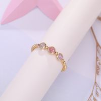 Copper 14K Gold Plated Elegant Simple Style Round Beaded Plating Inlay Crystal Rings Bracelets main image 3