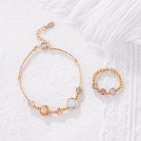 Copper 14K Gold Plated Elegant Simple Style Round Beaded Plating Inlay Crystal Rings Bracelets main image 1