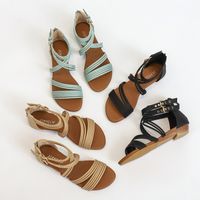 Women's Basic Solid Color Round Toe Fashion Sandals main image video