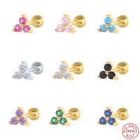 Casual Simple Style Geometric Sterling Silver Plating Inlay Zircon Ear Studs 1 Piece main image 1