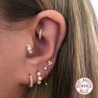 Casual Simple Style Geometric Sterling Silver Plating Inlay Zircon Ear Studs 1 Piece main image 4