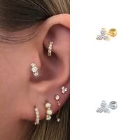 Casual Simple Style Geometric Sterling Silver Plating Inlay Zircon Ear Studs 1 Piece main image 5