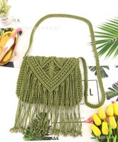 Women's Medium Straw Solid Color Vacation Zipper Straw Bag sku image 2