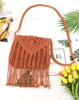 Women's Medium Straw Solid Color Vacation Zipper Straw Bag sku image 4