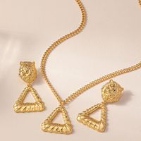 Punk Streetwear Triangle Lion Ferroalloy Hollow Out Women's Jewelry Set main image 6