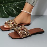 Women's Vintage Style Solid Color Open Toe Slides Slippers main image 4