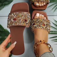 Women's Vintage Style Solid Color Open Toe Slides Slippers main image 1